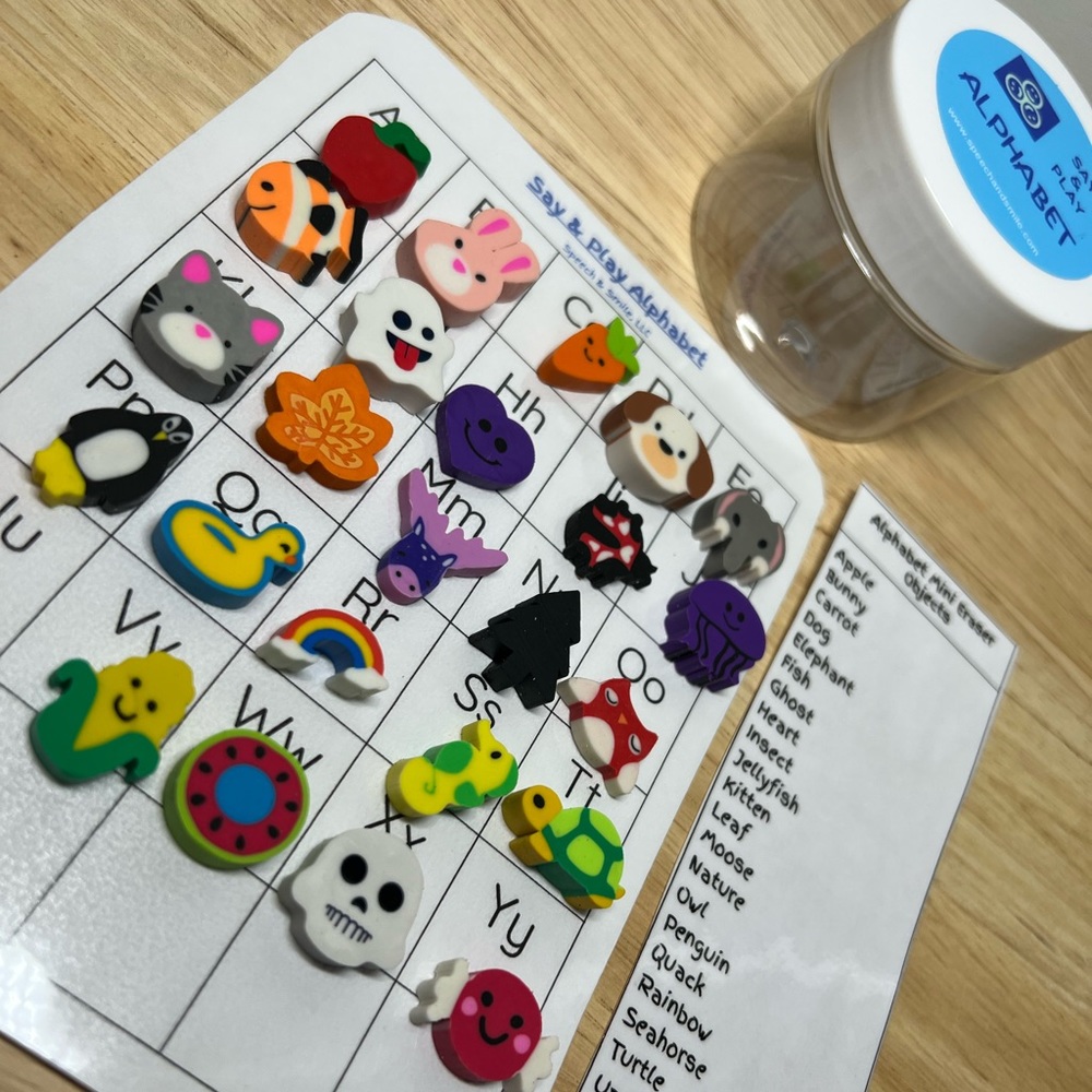 Alphabet Set with Mini Erasers-Alphabet Objects